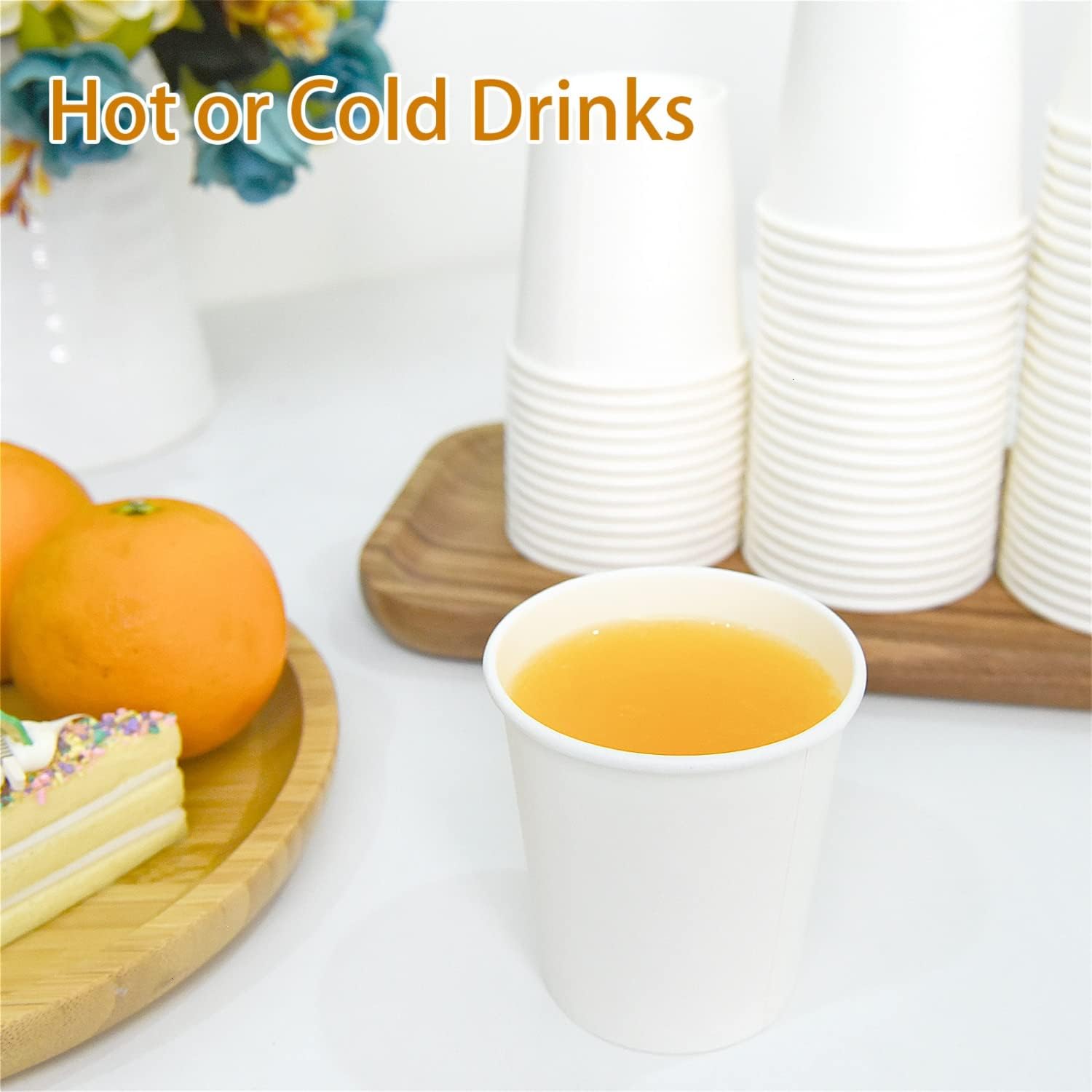 500 Pcs 6 oz Disposable Paper Coffee Cups, Hot/Cold Beverage Drinking Cup for Coffee, Tea, Juice, Espresso & Cortado (White)