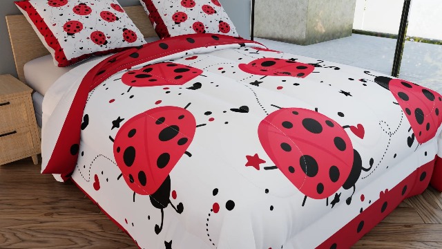 Amazon.com: Red Ladybug Bedding Set Queen Size Cartoon Ladybugs