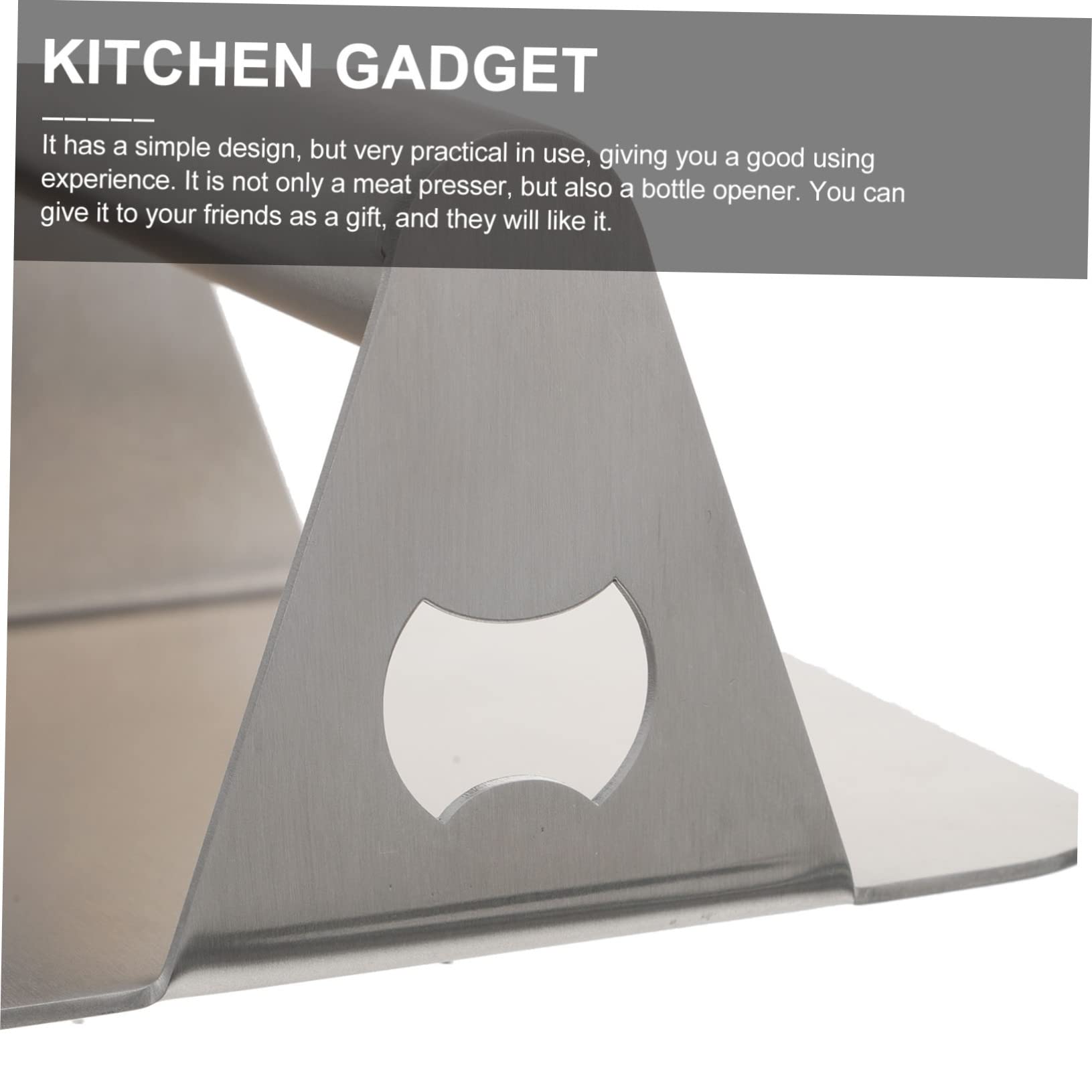 Happyyami 1pc Stainless Steel Meat Presser Bottle Opener Durable Burger Press for Kitchen Versatile Cooking Tool for Home Chefs for Griddle and BBQ Use