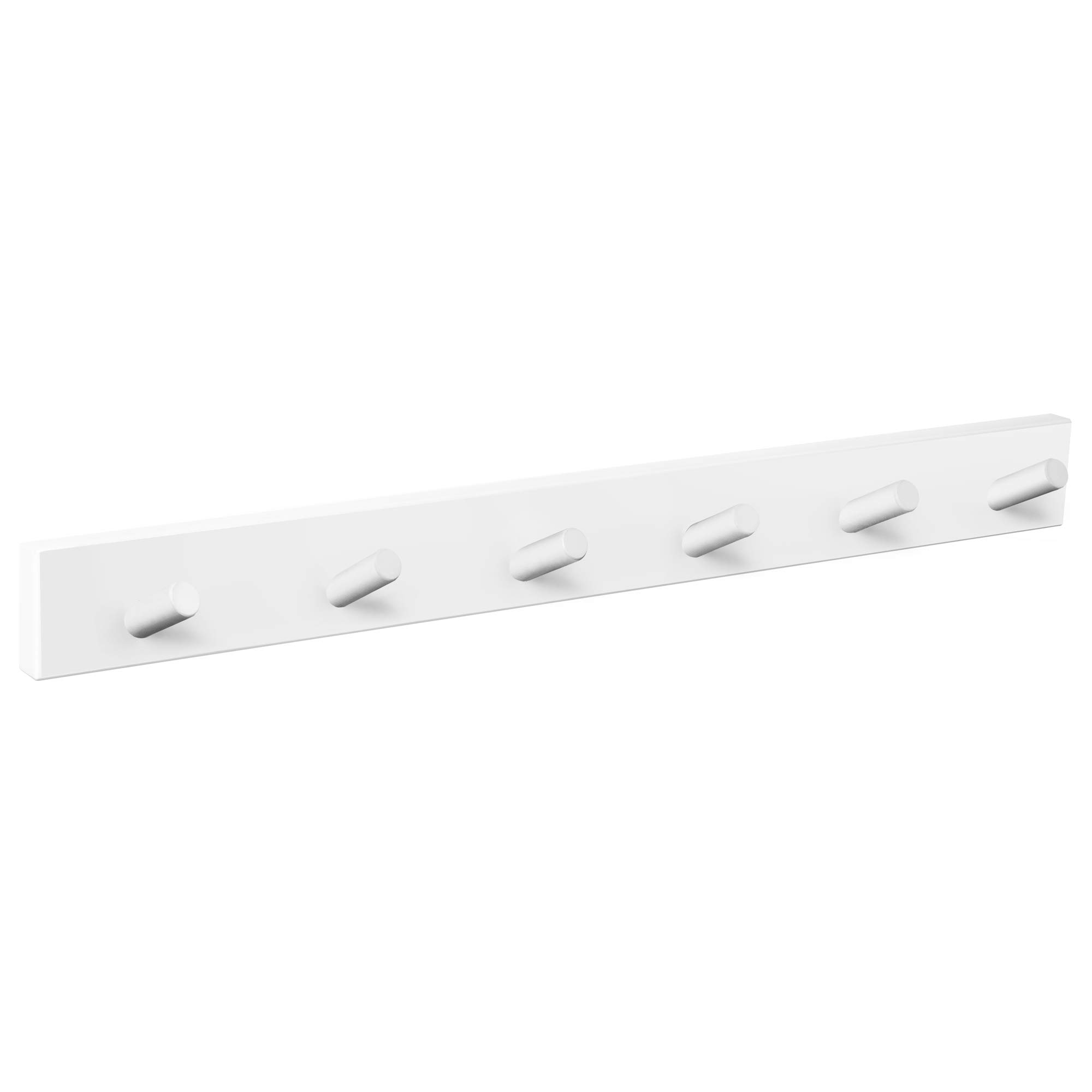 PERCHA pared madera diseño moderno NÓRDICO escandinavo BLANCO con 6 GANCHOS inclinados madera