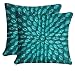 Cotton Craft - 2 Pack - Peacock Hand Beaded decorative Pillow Cover - 16x16 - Teal - Meticulously & lovingly handmade by skilled Craftsmen - Cover only