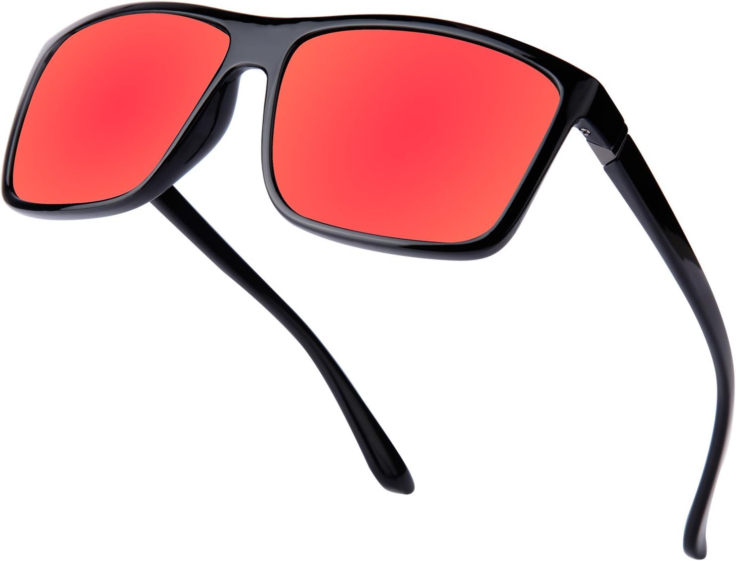 Polarized Sunglasses for Men Driving, Unisex Sun Glasses Square Vintage 100% UV Protection Glasses for Men/Women (Red)