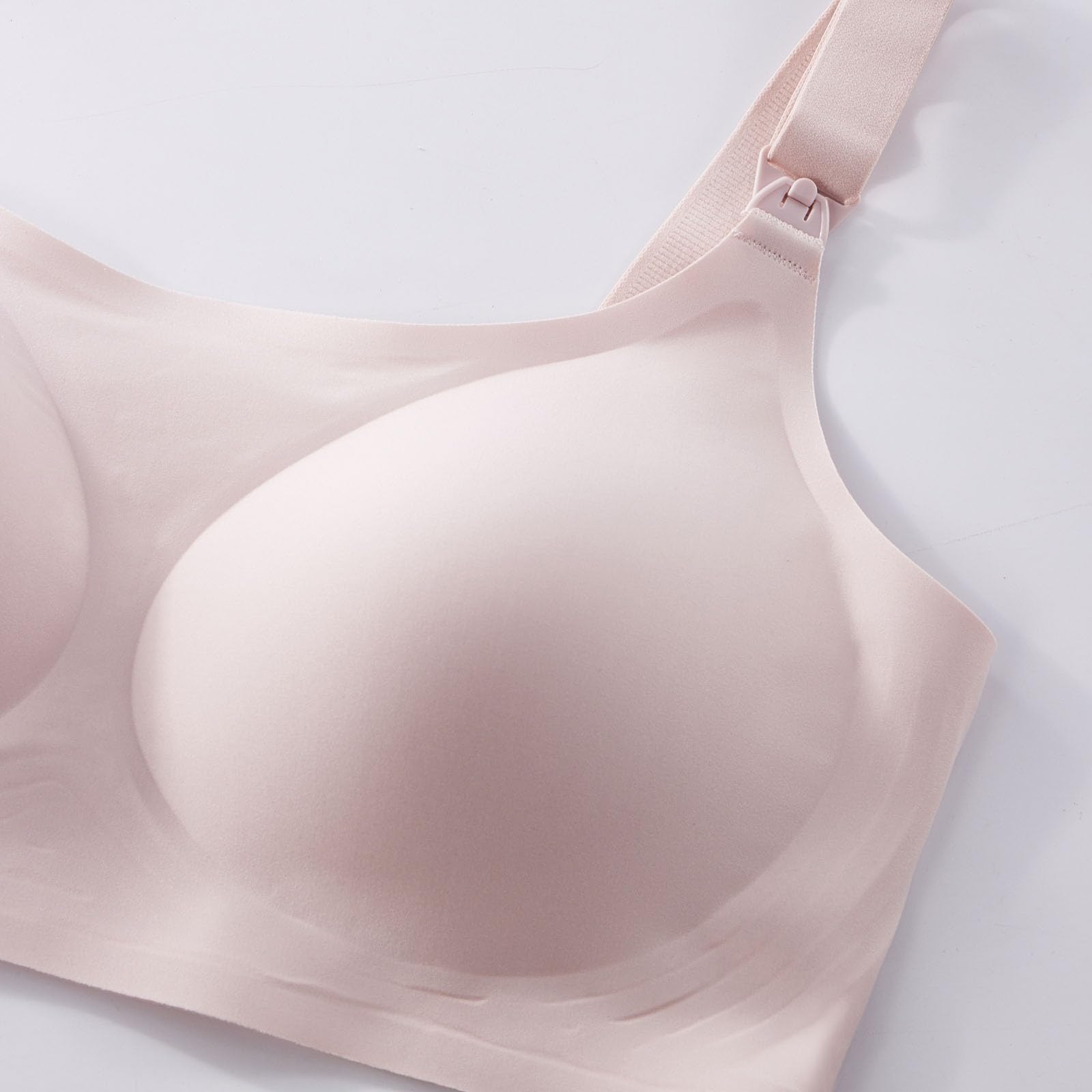 Women's Bra with Underwire, Lightweight, Plain, Thin, Adjustable Shoulder Strap for Women, Saggy Pregnancy Nursing, Beige, S