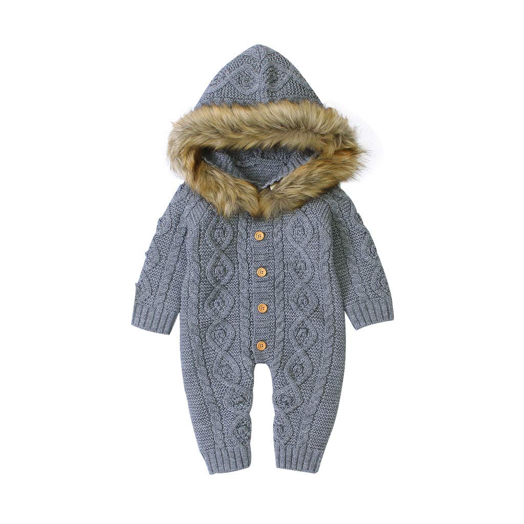 OBiQuzz Borsa sportiva da ragazza Collar Knit Baby Faux Warm Sweater Hooded Girl Jumpsuit Boys Coat&Jacket Jack E Bambini