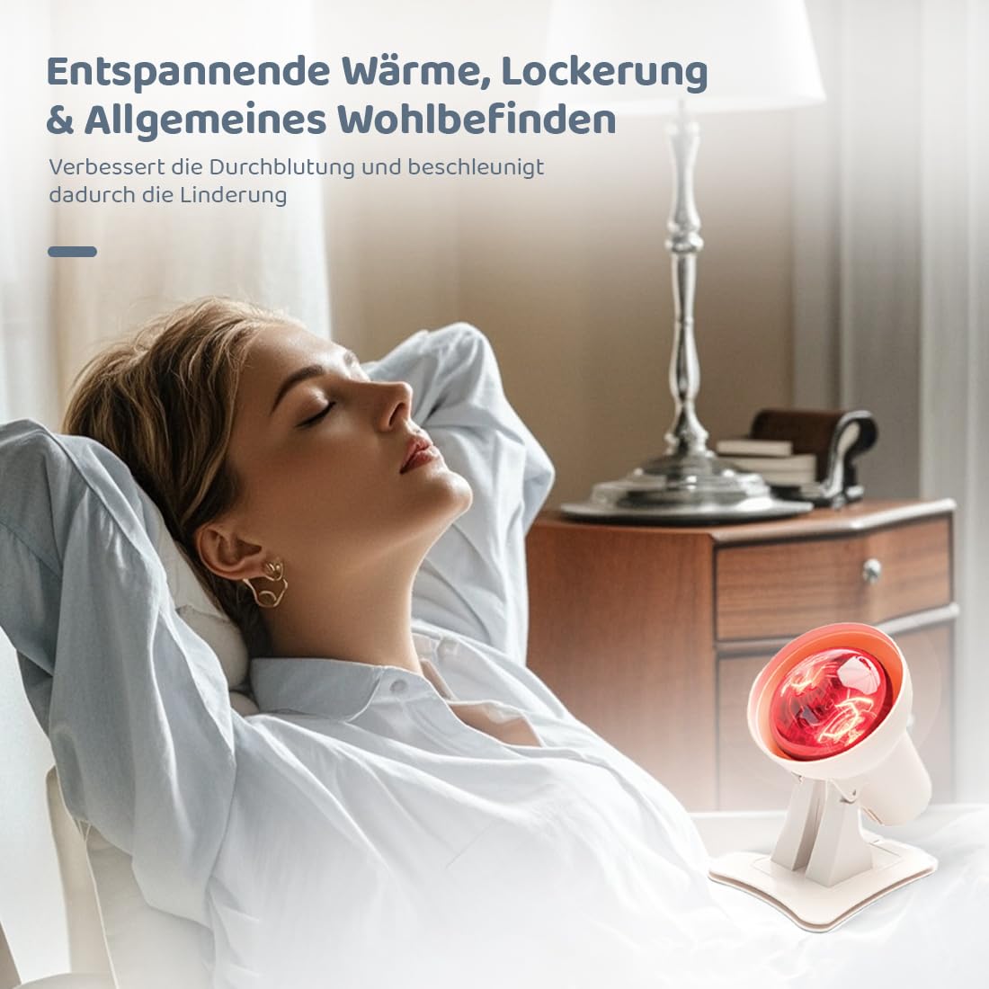 150Watt Ro-t Wärmelampe Einstellbare Zeit und Temperatur, Einstellbarer Winkel für Entspannende Wärme, Lockerung