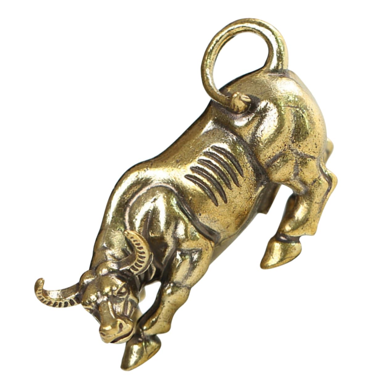 Sculpture Taureau En Laiton Avec émaux Cloisonnés, Objet Décoratif Vintage