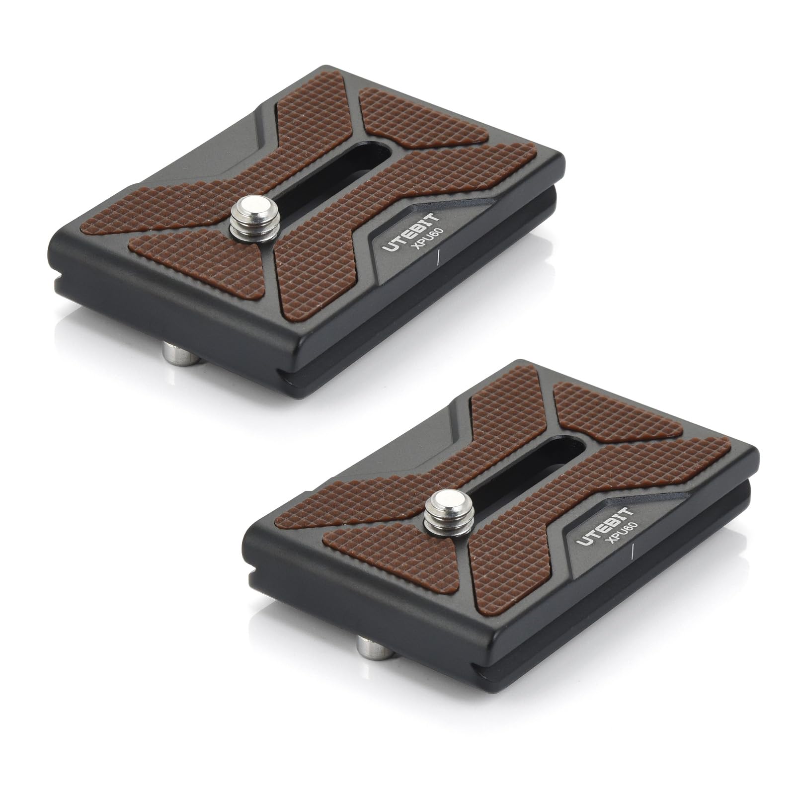 UTEBIT Plaque de Dégagement Rapide PU-60, 2 Pièces Quick Release Plate avec Vis de Caméra 1/4" Arca Swiss Plateau Rapide Compatible pour Trépied, Caméra, Rotule 60mm