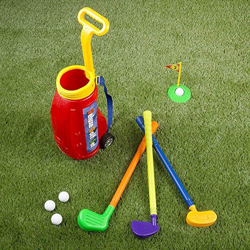 COLOR TREE Easy Hit Kid's Toy Golf Clubs Deluxe Set Sport Golf Cart- Outdoors Children's Sports Toys, Mini Golf