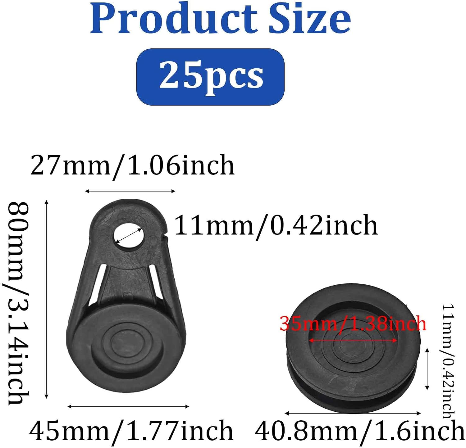 25PCS Movable Tarp Clips No-Damage Grip Snaps Heavy Duty Tarp Grabbers for Outdoor Camping Tent Awning Banner Cover Tarps Plastic Sheeting Tie Down Accessories, Black