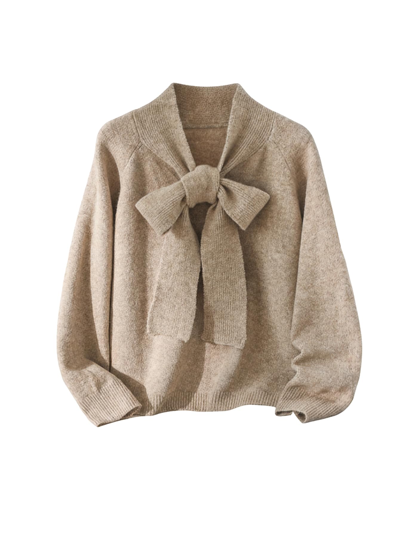 Verdusa Womens Plus Size Bow Knot Tie Neck Cozy Sweaters Dressy Casual Elegant Pullover Knit Tops