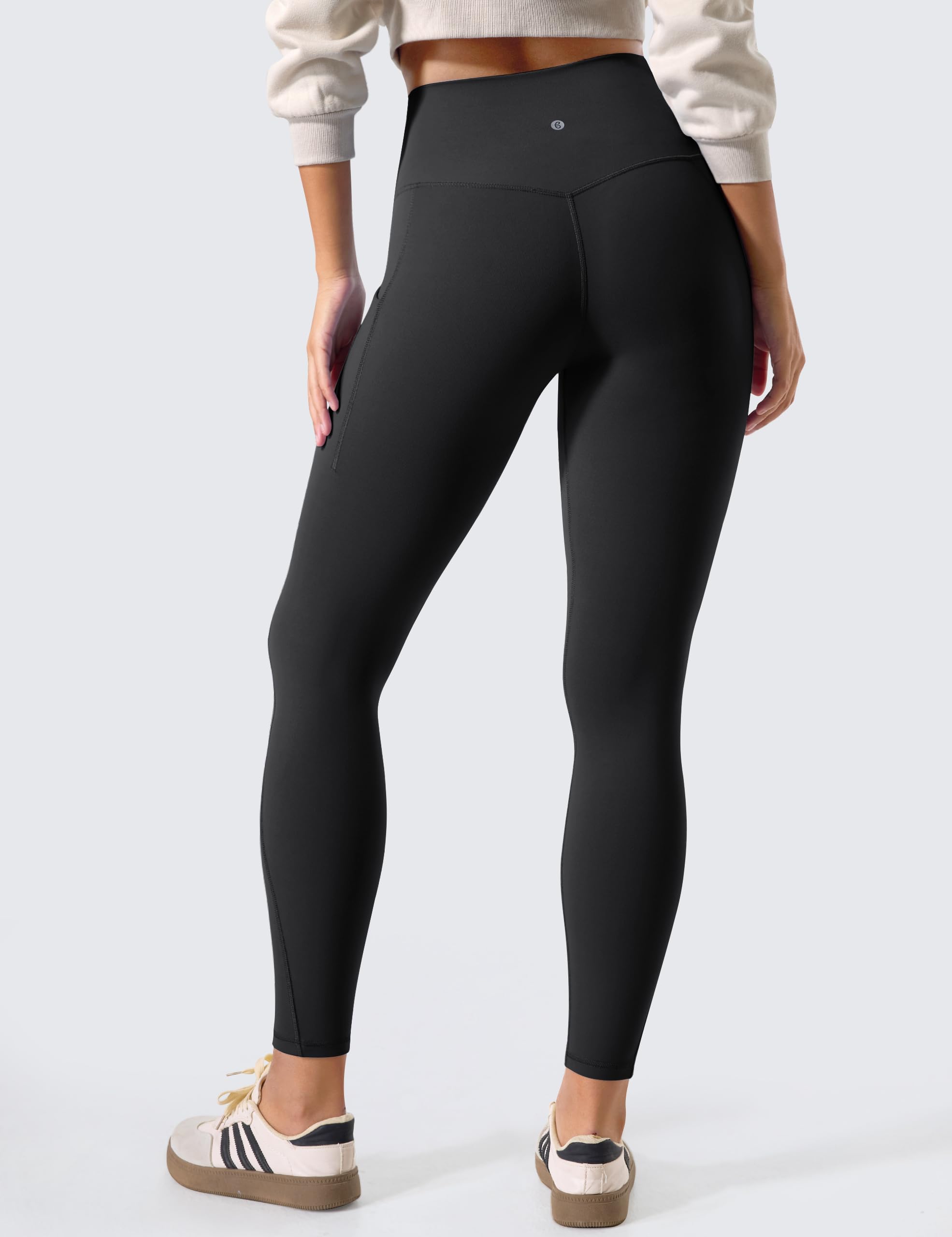 BAYDI Clouduxi - Mallas deportivas para mujer, 64 cm, cintura alta, opacas, pantalones de yoga, pantalones largos con bolsillos