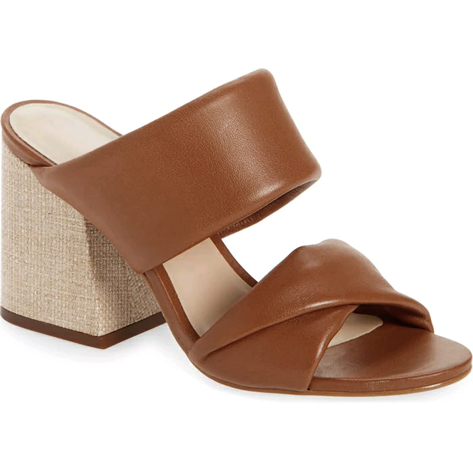 Photo 1 of PiePieBuy Womens Heeled Sandals Two Straps Open Toe High Block Chunky Backless Slip-on Mules Shoes 7.5 Brown