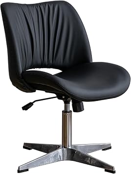 Office Chair Ergonomic Desk Chair,Height Adjustable Wide Seat Computer Task Chair,Leather Office Chair,High Back Gaming Chair,Cross Legged Office ChairBlack
