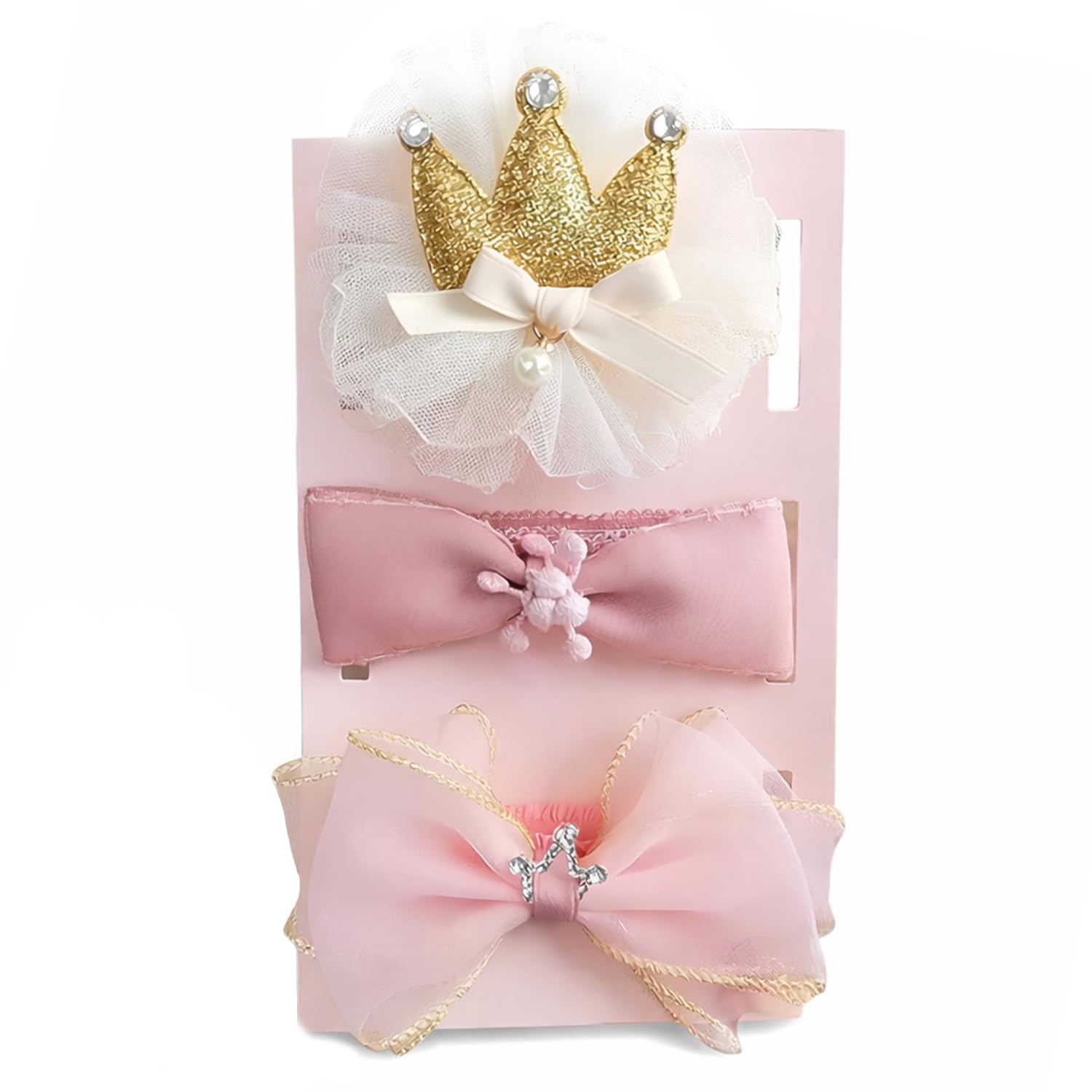 SYGA 3 Pcs Baby Girl Headband Soft Flower Bow Strechable Hairband Suitable For Newborns, Infants, Toddlers And Kids 0-3 Years(Color - 1001), Pink