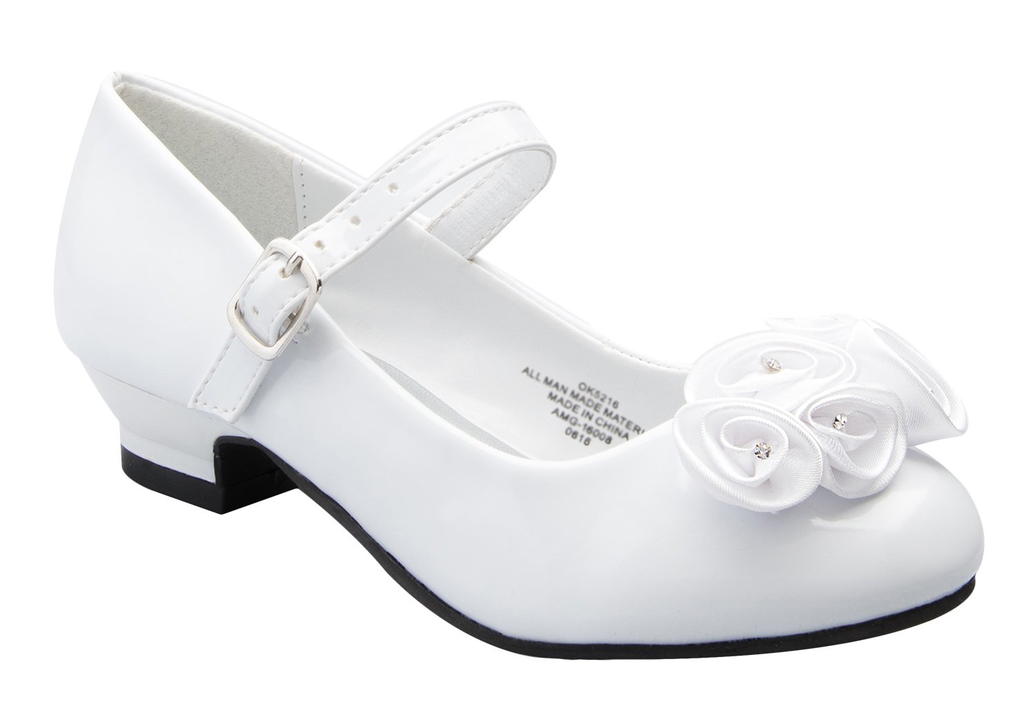 DressForLess Mary Jane Shoes with Pretty Satin Rolled Rosettes Patent Leather