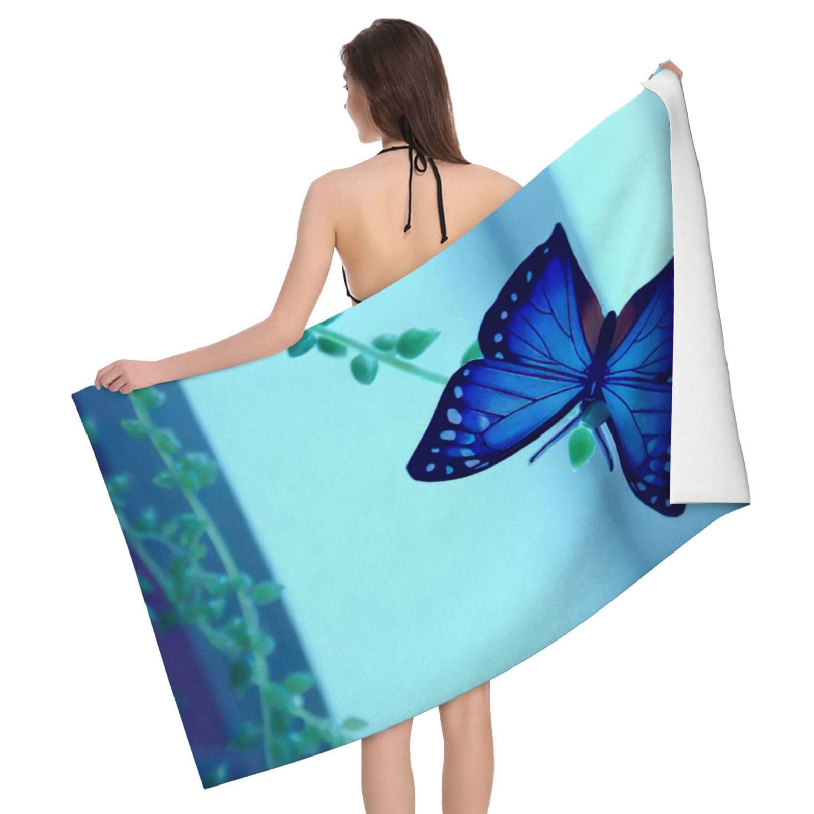 Serviette papillon bleu pour le camping et les voyages
