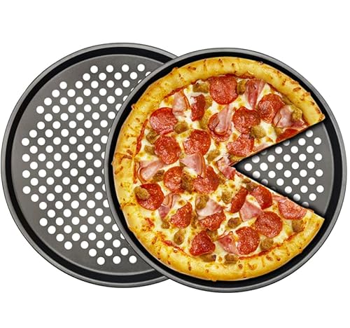 Nbftltop Pizza Pan 12 Inch Nonstick Round Carbon Steel Baking Pizza Pan With Holes For Oven Bakeware Pizza Tray, Set Of 2 #TOP4