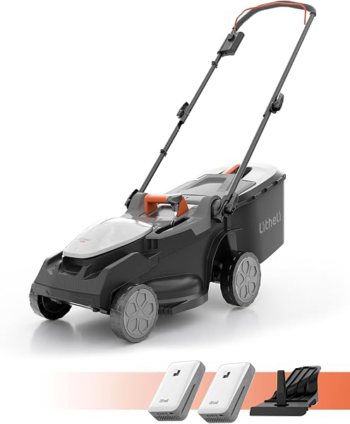 Tondeuse à gazon sans fil 38 cm, batterie 40V (2x20V) 4.0Ah, 6 hauteurs de coupe 25-75 mm, bac 40 L, jusqu'à 300 m²