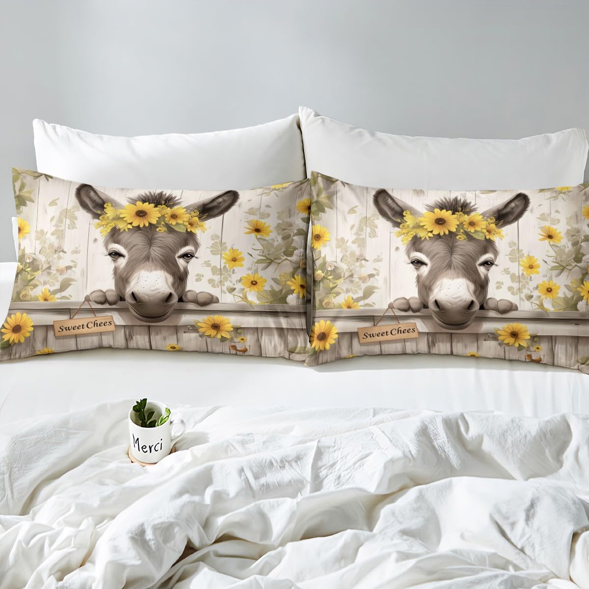 Erosebridal ブラウン ロバ ベッドシーツセット クイーンサイズ 3D ワイルド アニナル ロバ プリント シーツセット