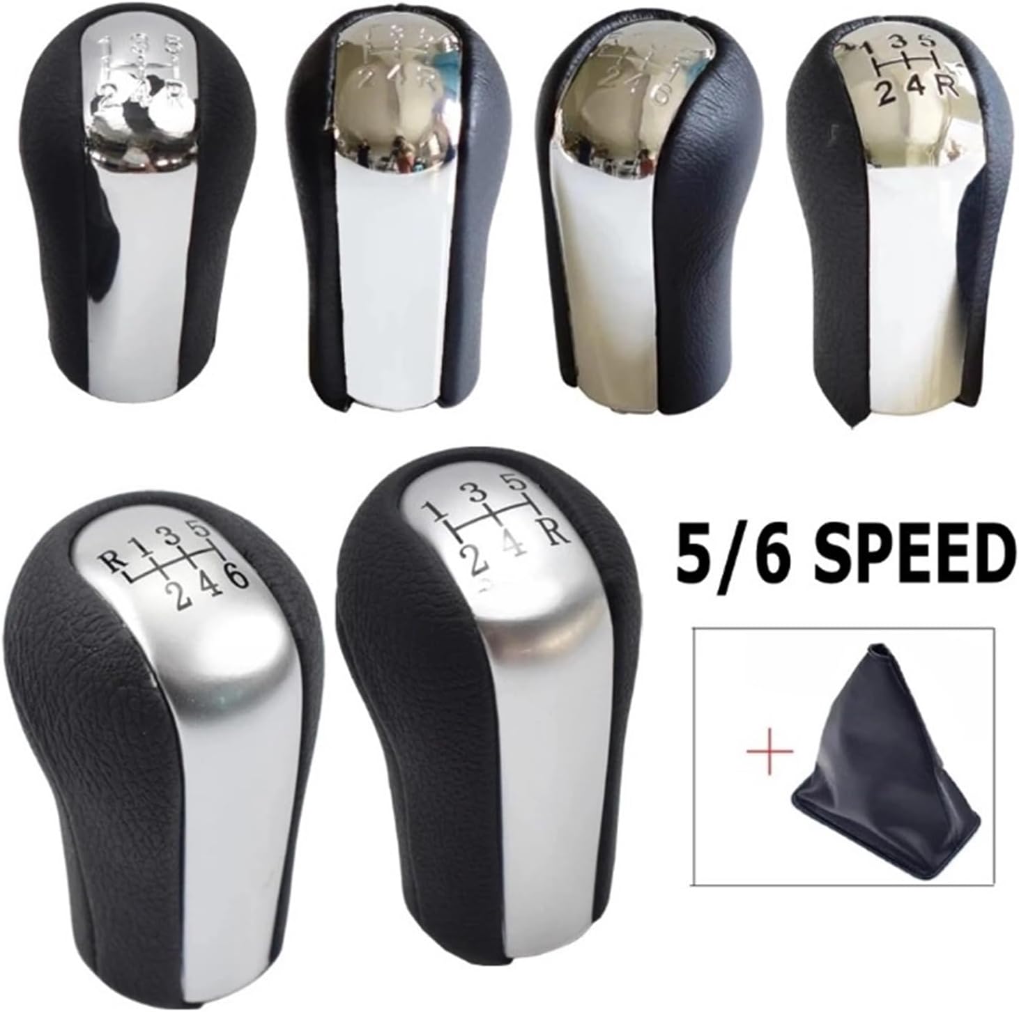 Manual 5/6 Speed Gear Shift Knob Leather Gaiter Boot Case Compatible for Toyota Corolla AYGO Verso Compatible for RAV4 Yaris VITZ(6 Speed-dust-Proof)