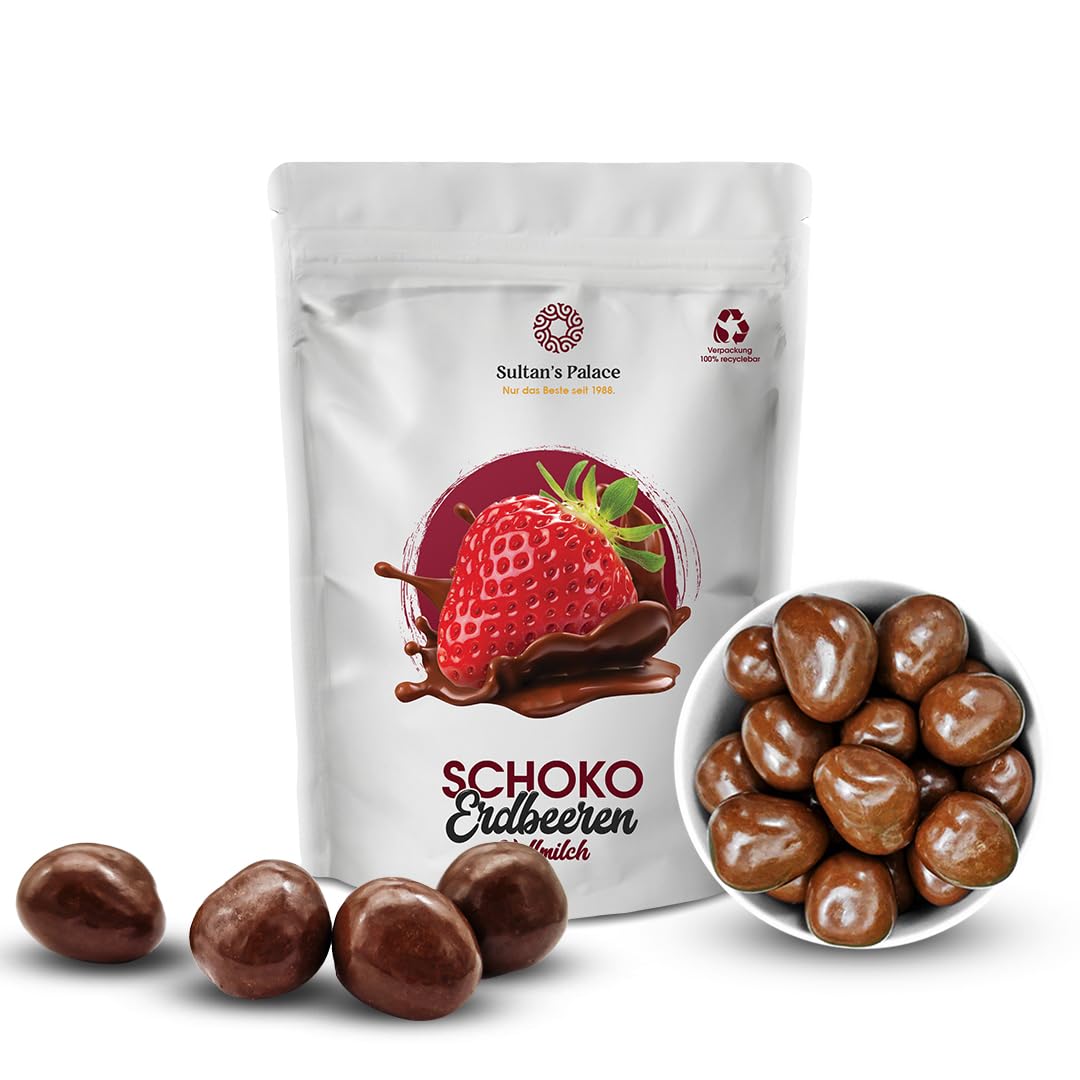 Sultan’s Palace gefriergetrocknete Erdbeeren in Vollmilch Schokolade –1000 g– Fruchtig und knackig – Versand mit Kühlpads - Schokoladenfrüchte – Geschenkidee