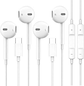 2 Pack USB C Headphones for iPhone 17/16/16e/15 Pro Max/Plus, Type C Earbuds Wired Earphones (Microphone & Remote Control) Noise Cancelling for lPad Pro, Galaxy S23/S22/S21/S20
