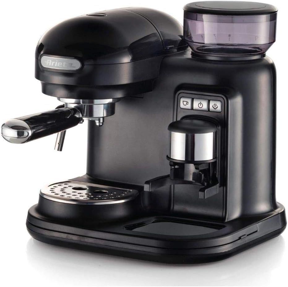 Ariete 1318 Macchina espresso con macinacaffè integrato Moderna, Per caffè in grani e in polvere, Cappuccinatore montalatte, Filtro 1 e 2 tazze, 1080 W, 800 cubic_centimeters, 15, Rosso