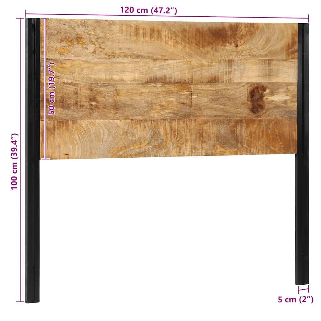 Zagłówek 120 cm, lite drewno mango z żelazną ramą, wolnostojący, do sypialni, wytrzymałe oparcie, nowoczesna pościel z drewna, idealna do czytania i oparcia