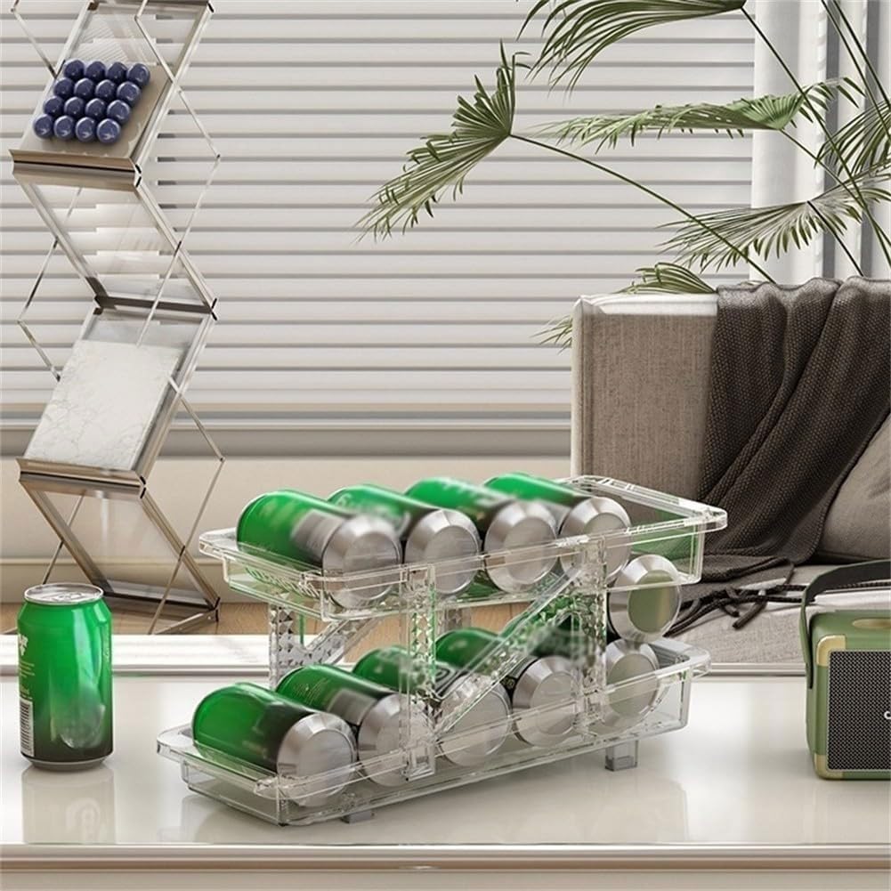 Dispensador de latas rodantes for nevera, organización de despensa de almacenamiento de latas de refrescos en la encimera, for armario de cocina y nevera, 2 uds.