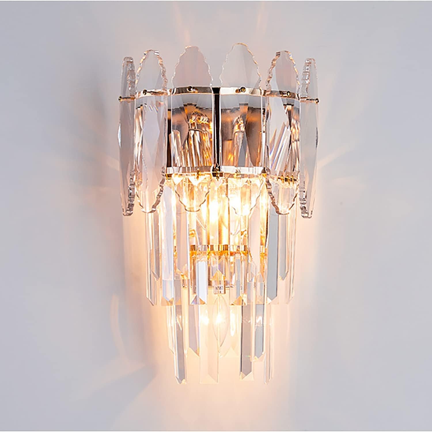 Crystal Wall Sconce,Creative fashion luxury Crystal Wall Light,Moderm 7W Tricolor Dimming Wall Lamp for Bedroom, Living Room, Hallway, Bedside, Bathroom, Hotel Indoor Decor