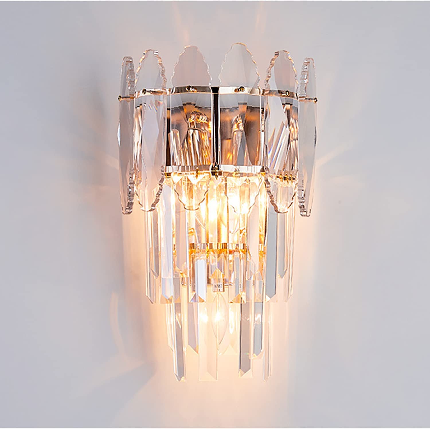 Crystal Wall Sconce,Creative fashion luxury Crystal Wall Light,Moderm 7W Tricolor Dimming Wall Lamp for Bedroom, Living Room, Hallway, Bedside, Bathroom, Hotel Indoor Decor