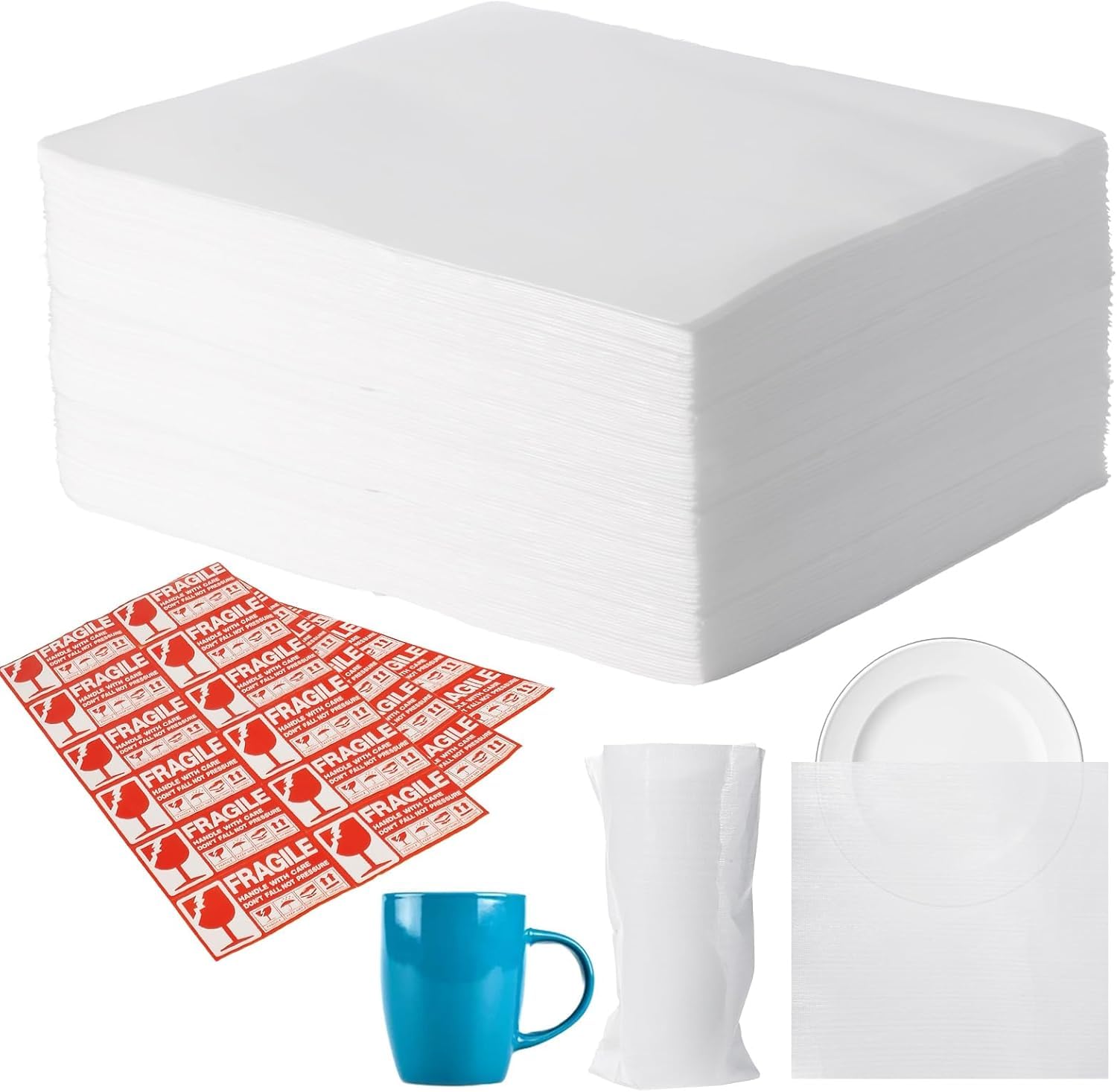 Cymax Matériau d'emballage : 100 cartons de déménagement avec autocollants fragiles pour cartons, déménagement, vaisselle, verres, bouteilles de vin, 200 mm x 200 mm x 1 mm
