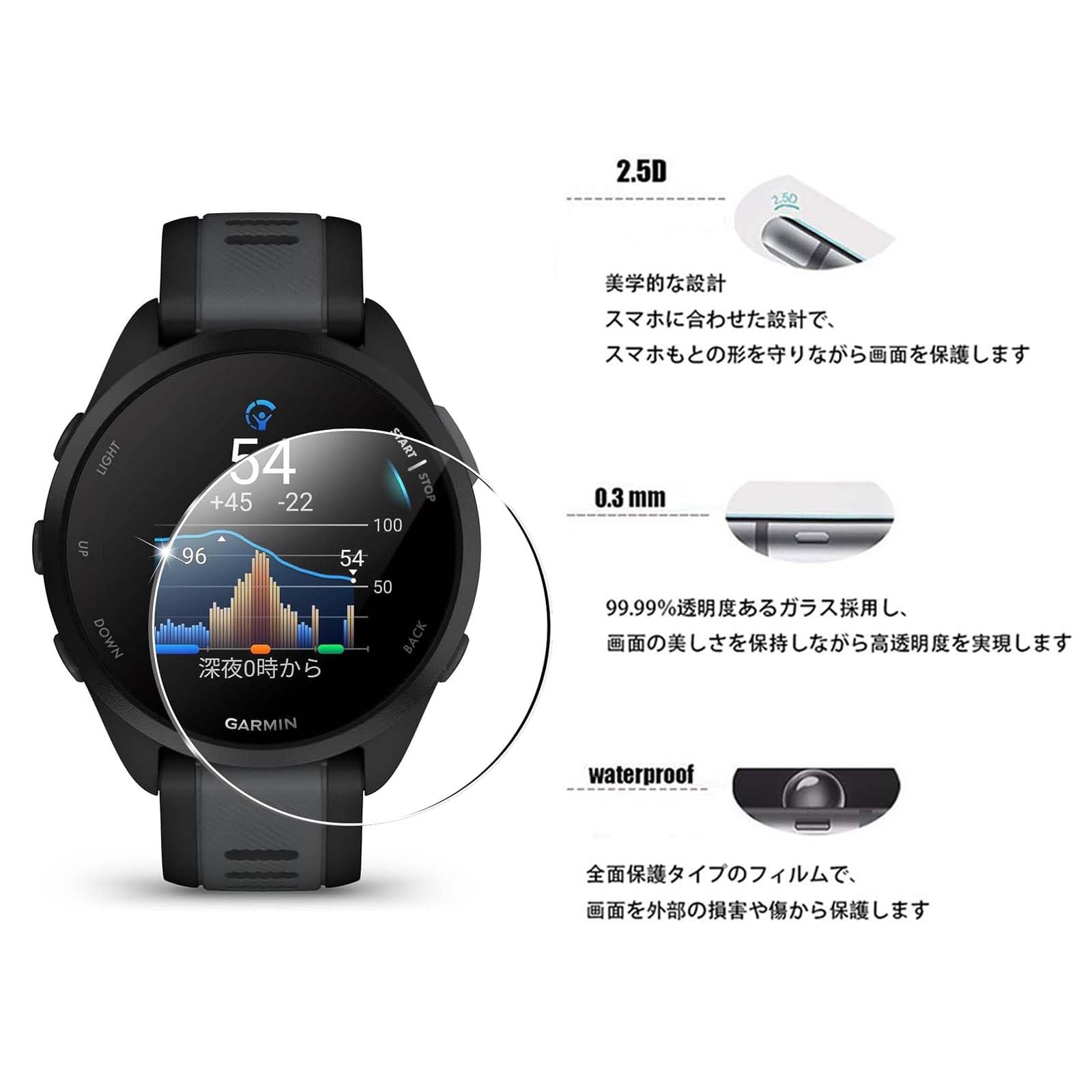 Amazon | 【2枚セット】For Garmin Forerunner 165 / 165 Music ガラス 