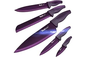 Complete Professional 5 Piece Purple Kitchen Knife Set