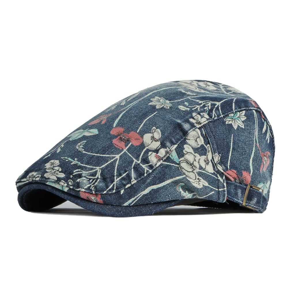 Quanhaigou Unisex Denim Newsboy Hats Flat Ivy Gatsby Cabbie Driving Berets Hat Cotton Dad Cap for Men Women