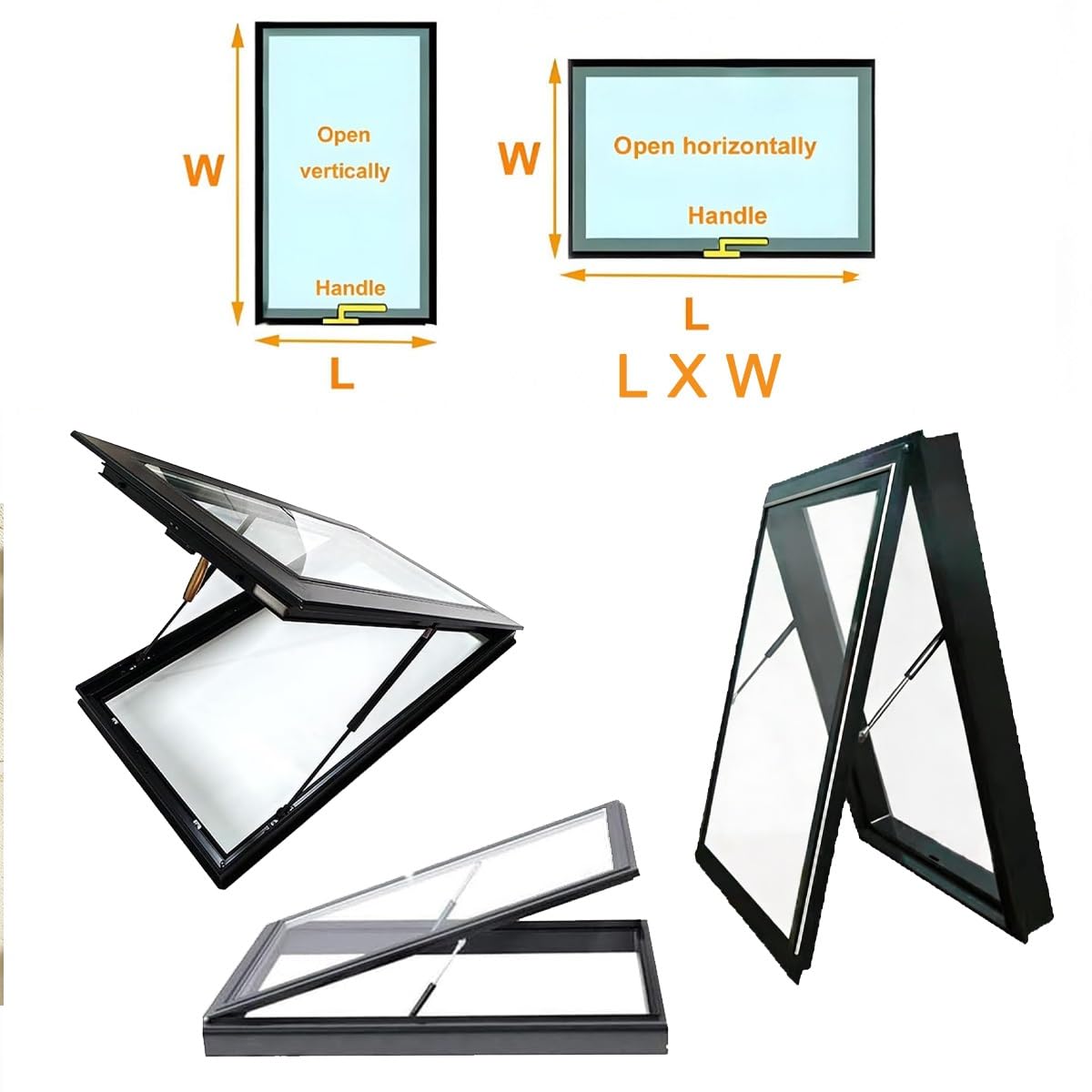 Premium Dachfenster für Wohnraum & Wintergarten, Lichtdurchflutetes Oberlicht für Dachboden & Tiny House. Wärmeisolierte Glasluke zur Belüftung(L65xW70cm)