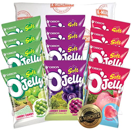 K-Munchies Orion O'jelly Gummy Candy Variety Pack - 12 Packs Of Natural Fruit Gummies Candy In Real Concentrated Fruit Juice Flavors - Soft Chewy Jelly Candy - Perfect Fruit Snacks For Kids And Adults #TOP4