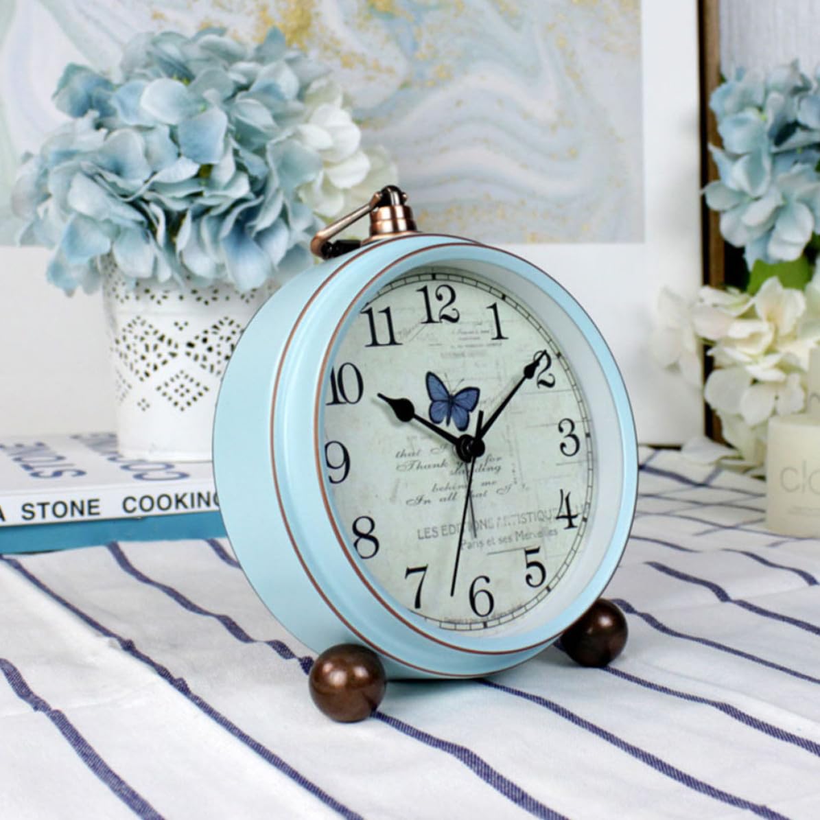 TEHAUX Reloj de Escritorio Alarma Vintage de Vidrio Metal