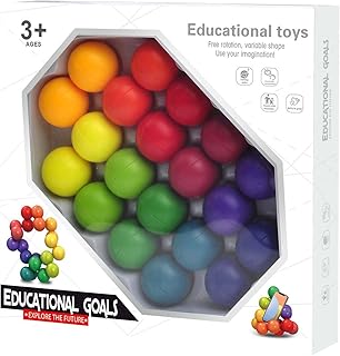 BEEMEN POLISHED WOOD FINISH PLAYABLE Ball, Educational Toys Build Elegant Three-Dimensional Geometric Shapes (White)