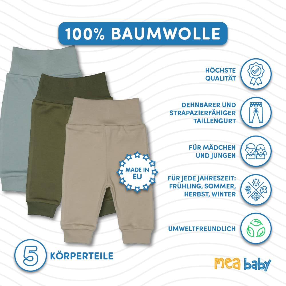 MEA BABY Unisex Baby Hose aus 100% Baumwolle im 5er Pack/Pumphose, Babyhose für Jungen Baby Hose... Ansicht 3