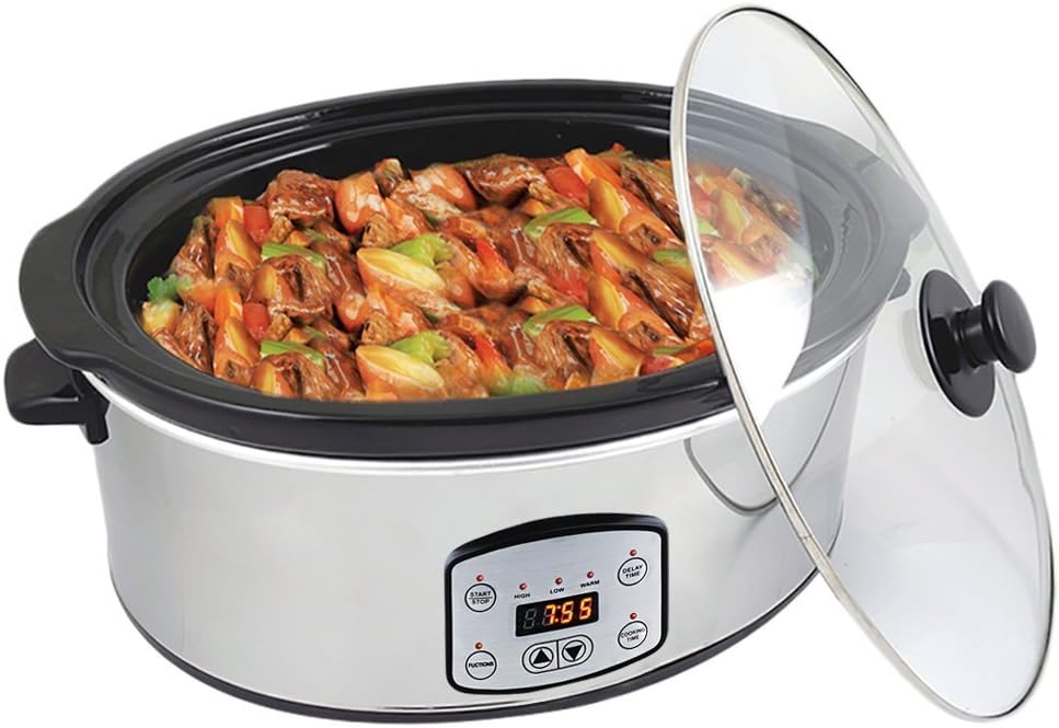 Slow Cooker,PYRUS 4.5L Slow Cooker with Removable Ceramic Crock Pot，Digital Timer Control