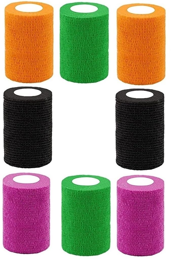 MuscleFix Breathable Self Adhesive Wrap, Athletic, Non Woven Cohesive Bandage – for Sports, First Aid Medical, Wrist, Swelling (7.5 cm X 4.5 mtr- Pack of 8) (Lavender, Purple, Orange, Black & Green) (B0CVTW6WNF) Amazon Price History, Amazon Price Tracker