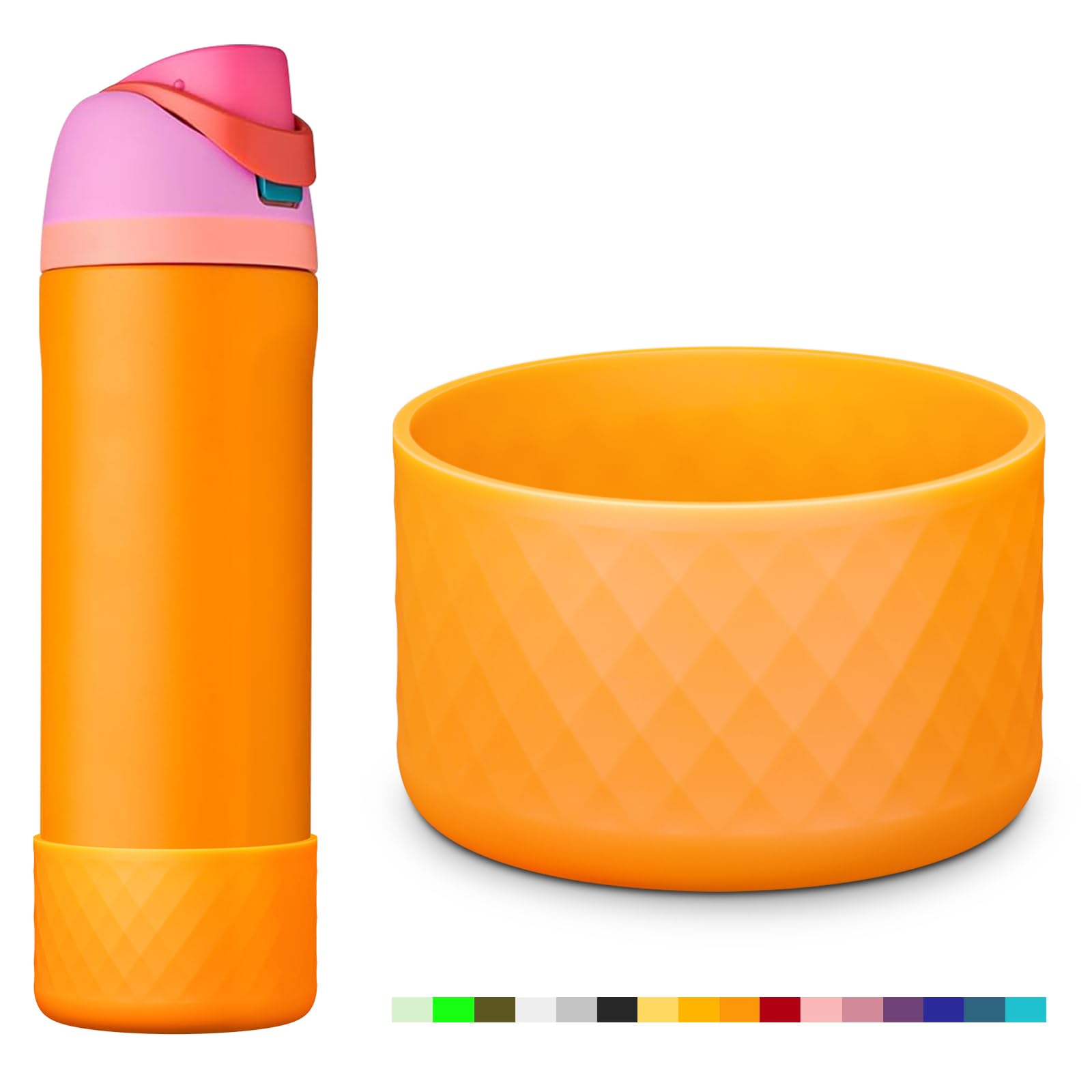 yoelike Grid Silicone Boot for Owala Water Bottle, Anti-Slip Protective Sleeve for FreeSip/Twist/Flip, Bottom Bumper Cover for Watter Bottle