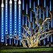 Produktbild LED Meteorschauer Lichterkette, Rilitor Meteorschauer Regen Lichter USB 30cm 8 Tubes 192 LEDs IP65 Wasserdichte Schneefall Lichterkette für Garten/Hochzeit/Party/Weihnachten Dekoration (Blau)