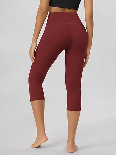 Miniatura 502 de ODODOS - Leggings tipo capri de mujer, no se traslucen y modelan el abdomen, con cintura alta y bolsillos; para hacer yoga, atletismo, ejercicio