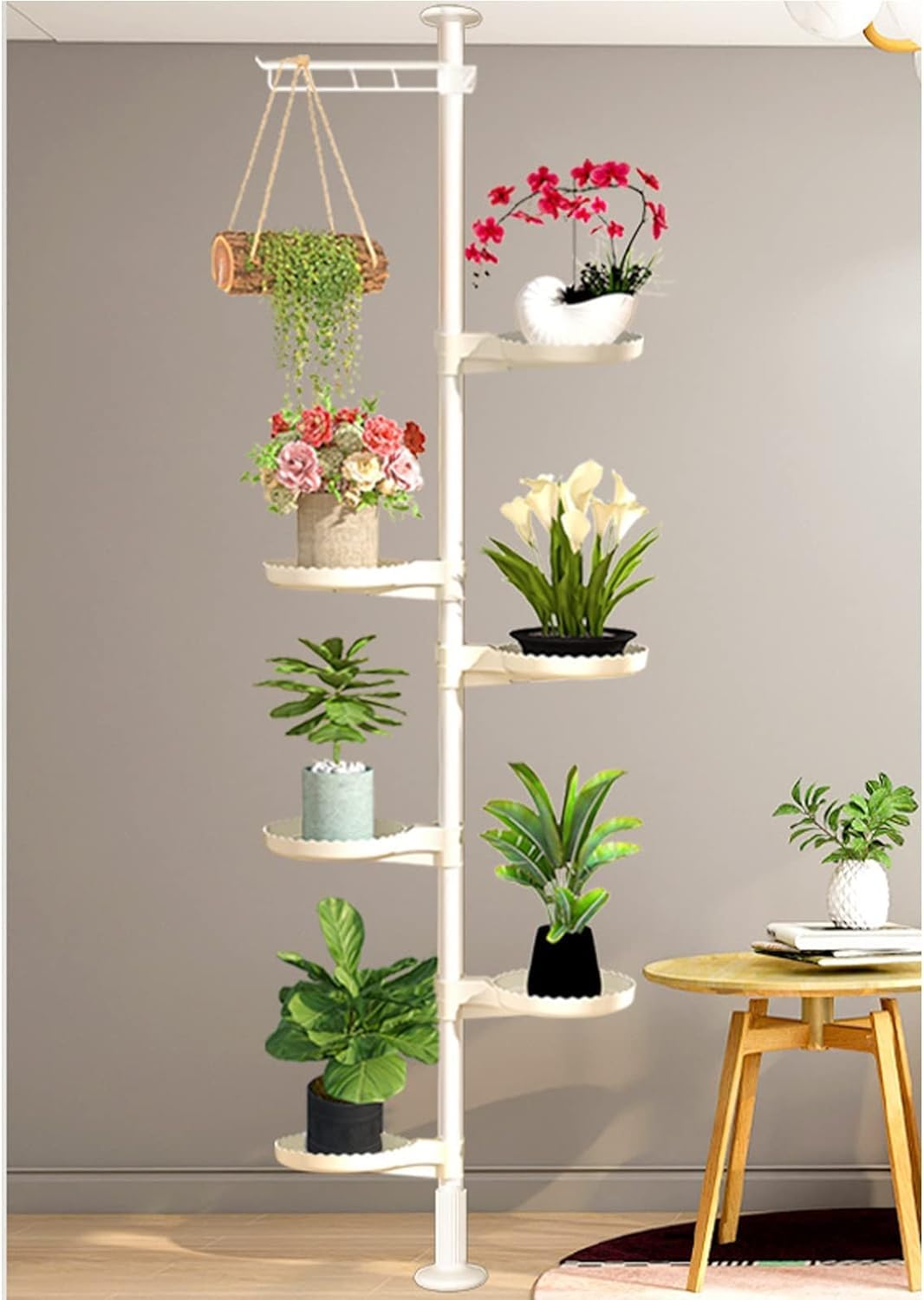 Amazon.com : Indoor Plant Pole Spring Tension Rod Indoor Plant Pole Stand  Double Tension Rods Flower Pot Storage Shelf Holders Floor to Ceiling  Display Rack Hanger (White) : Patio, Lawn & Garden