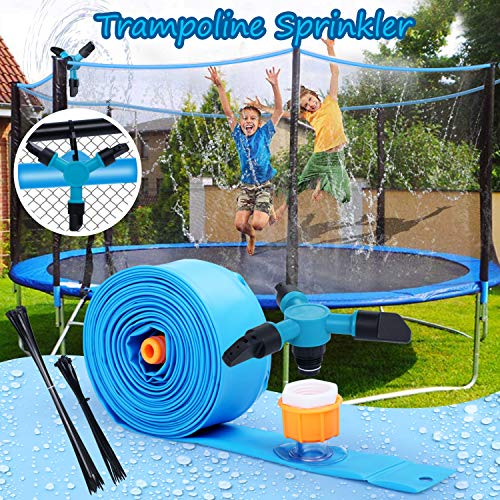 JUOIFIP Arroseur de trampoline 12 m pour enfants, design 2 en 1, accessoire de cour, bleu Cover