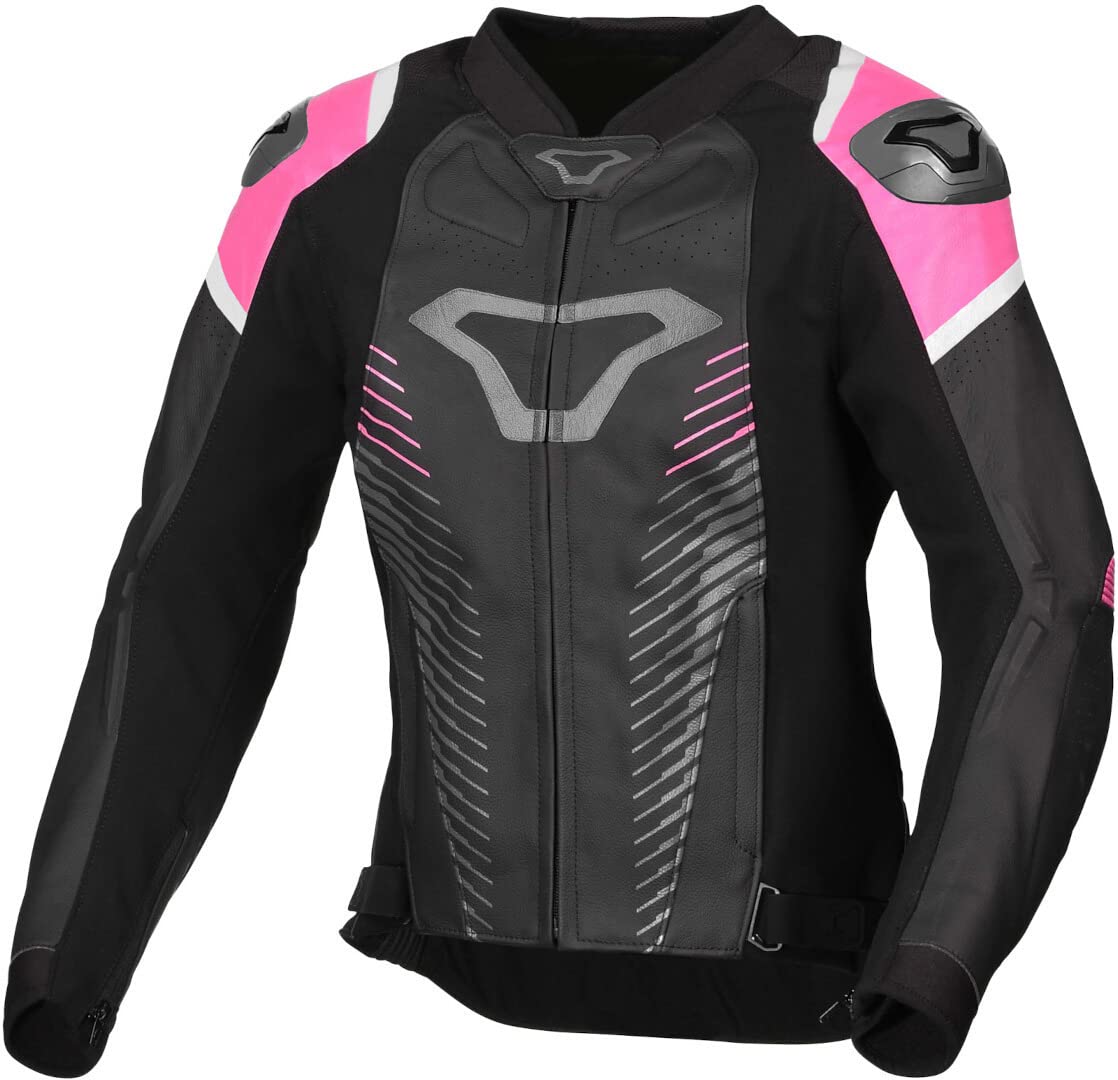Macna Tronniq Damen Motorrad Lederjacke Schwarz/Pink 36