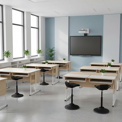 Miniatura 9 de Mount-It! Taburete ergonómico de pie, silla inclinada de altura ajustable para escritorio de pie, asiento activo inclinado de 360°, cojín de espuma