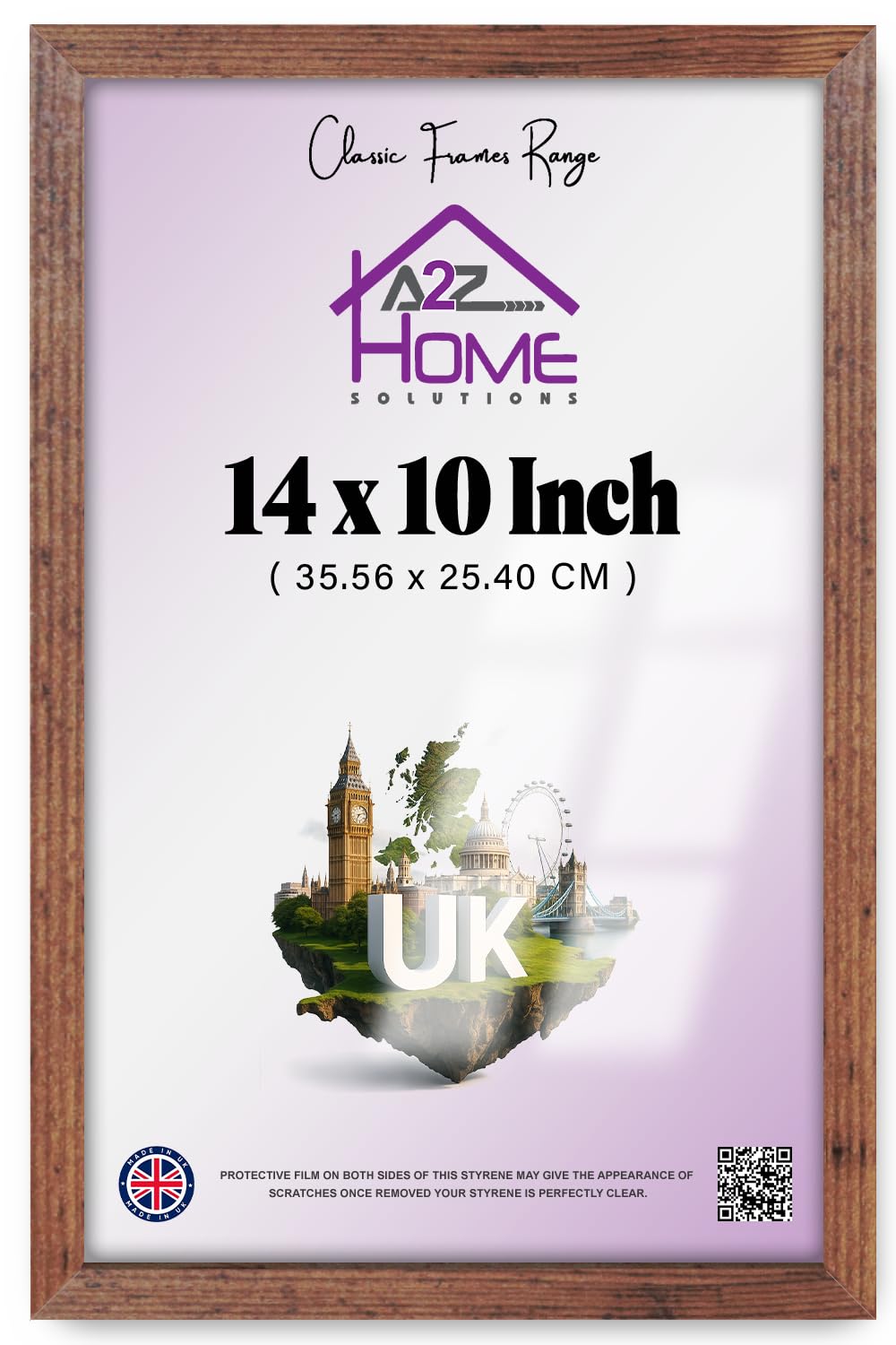 Rustic 14x10 inch Versatile Flat MDF Picture Poster Frame with Strong Clip & UV Perspex – Perfect for Displaying Art in Home or Office",